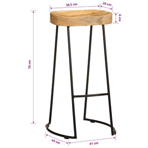 vidaXL Bar Stools 2 pcs Solid Mango Wood