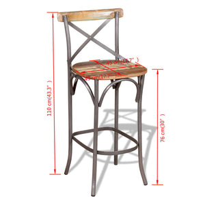 vidaXL Bar Stool Solid Reclaimed Wood