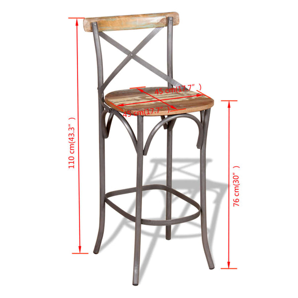 vidaXL Bar Stool Solid Reclaimed Wood