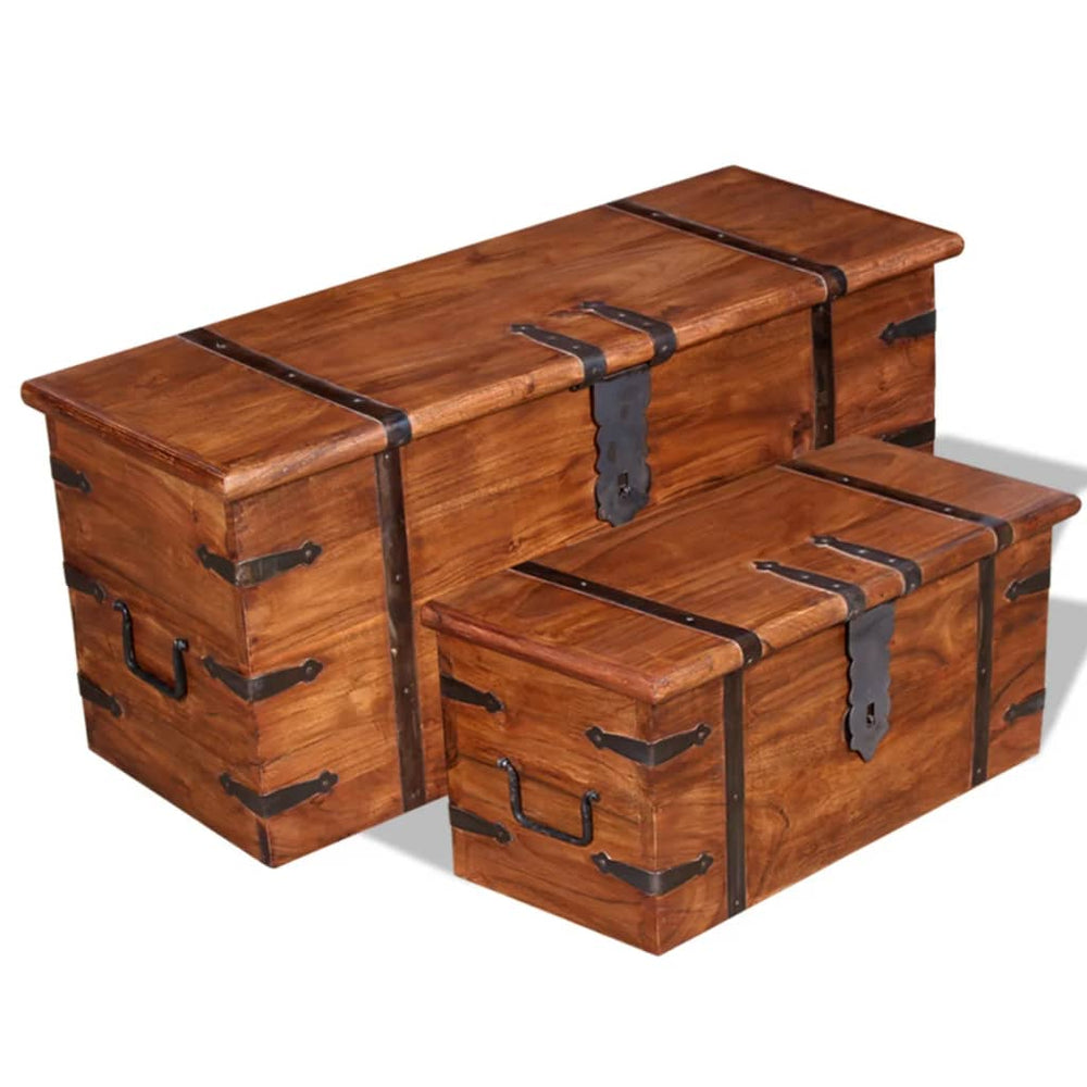 vidaXL 2-Piece Trunk Set Solid Wood