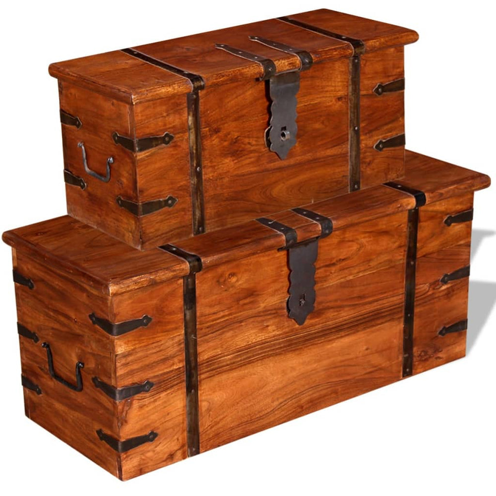 vidaXL 2-Piece Trunk Set Solid Wood
