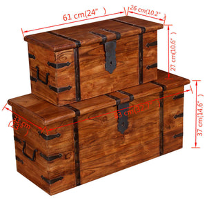 vidaXL 2-Piece Trunk Set Solid Wood