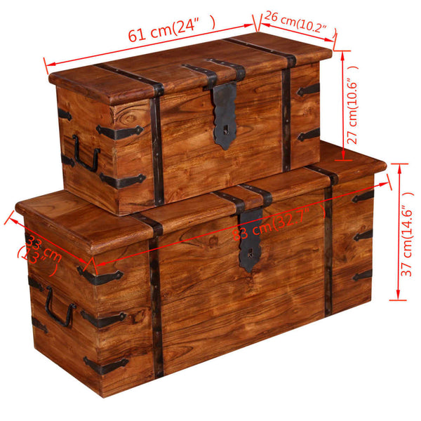 vidaXL 2-Piece Trunk Set Solid Wood