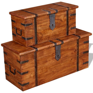 vidaXL 2-Piece Trunk Set Solid Wood