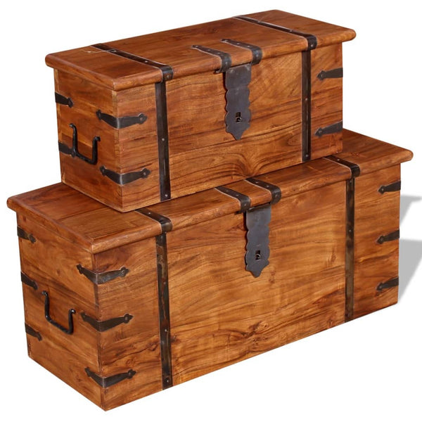vidaXL 2-Piece Trunk Set Solid Wood