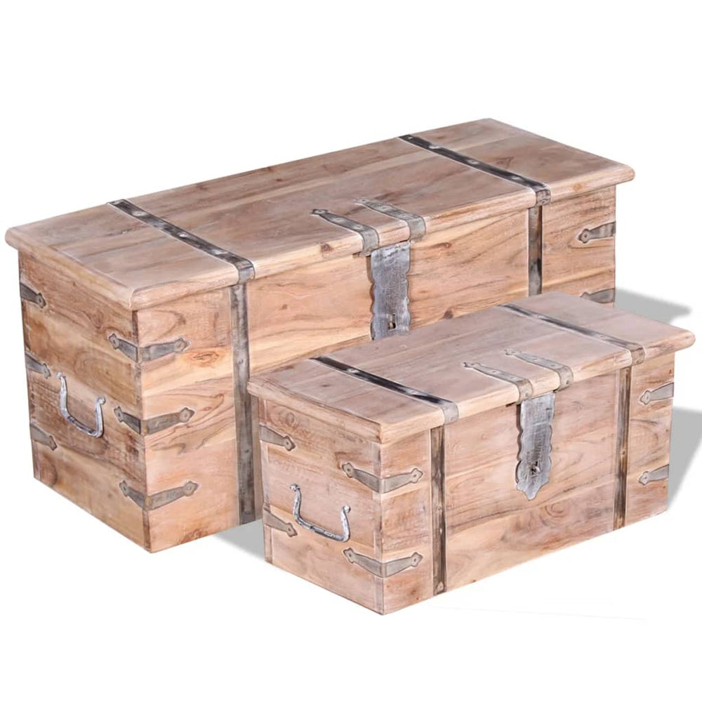 vidaXL Two-Piece Storage Trunk Set Acacia Wood