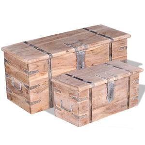 vidaXL Two-Piece Storage Trunk Set Acacia Wood