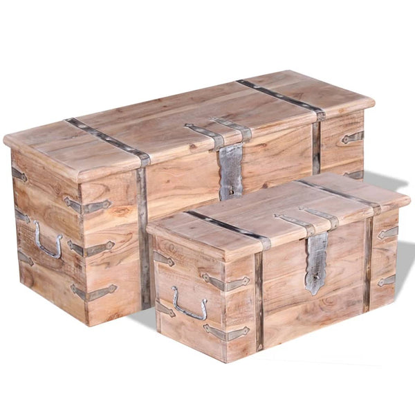 vidaXL Two-Piece Storage Trunk Set Acacia Wood