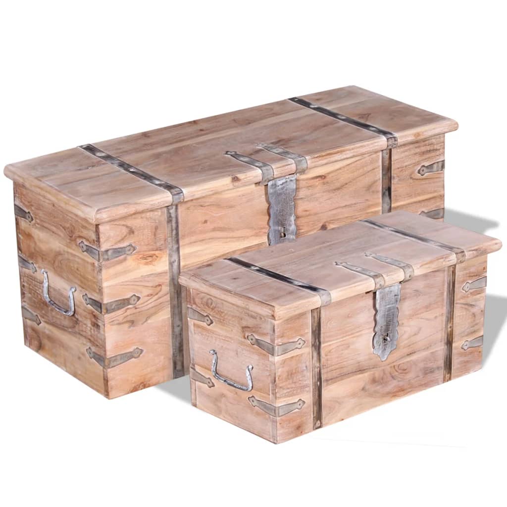 vidaXL Two-Piece Storage Trunk Set Acacia Wood
