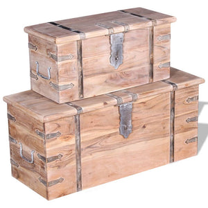 vidaXL Two-Piece Storage Trunk Set Acacia Wood
