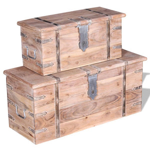 vidaXL Two-Piece Storage Trunk Set Acacia Wood