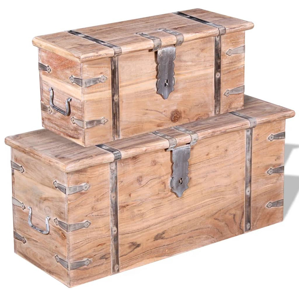 vidaXL Two-Piece Storage Trunk Set Acacia Wood