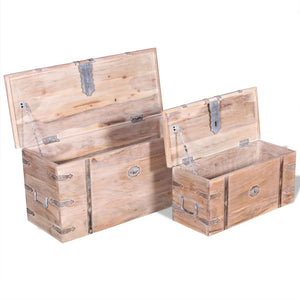vidaXL Two-Piece Storage Trunk Set Acacia Wood