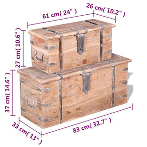 vidaXL Two-Piece Storage Trunk Set Acacia Wood