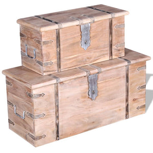 vidaXL Two-Piece Storage Trunk Set Acacia Wood