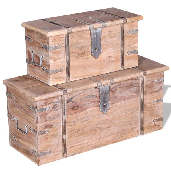 vidaXL Two-Piece Storage Trunk Set Acacia Wood