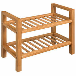 vidaXL 2-Tier Shoe Rack 50x27x40 cm Solid Oak Wood