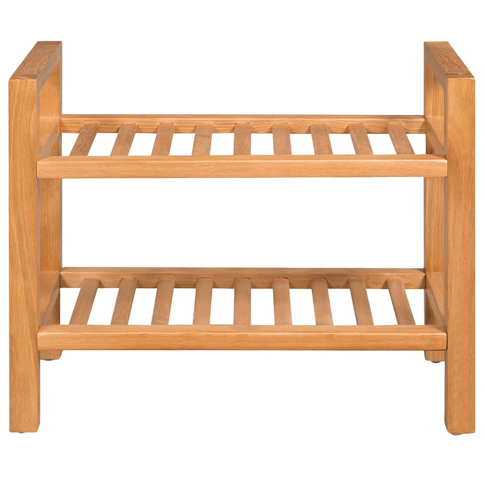 vidaXL 2-Tier Shoe Rack 50x27x40 cm Solid Oak Wood