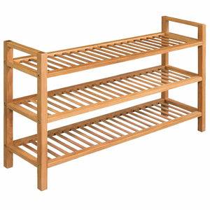 vidaXL Shoe Rack with 3 Tiers 100x27x60 cm Solid Oak Wood