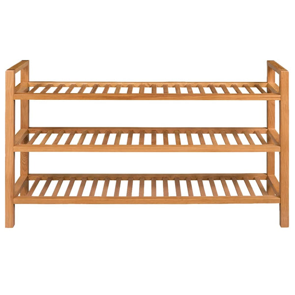 vidaXL Shoe Rack with 3 Tiers 100x27x60 cm Solid Oak Wood