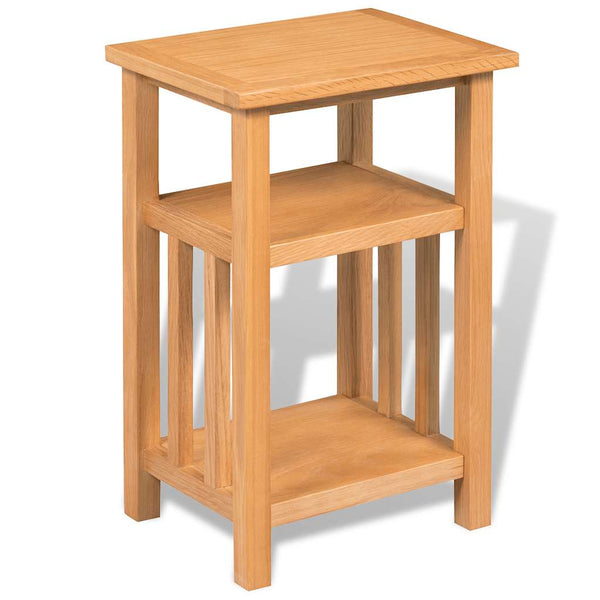 vidaXL Side Table with Magazine Rack 27x35x55 cm Solid Oak Wood