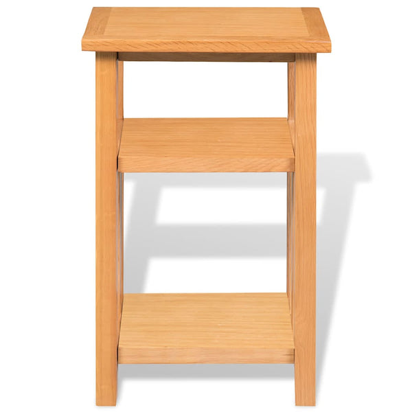 vidaXL Side Table with Magazine Rack 27x35x55 cm Solid Oak Wood