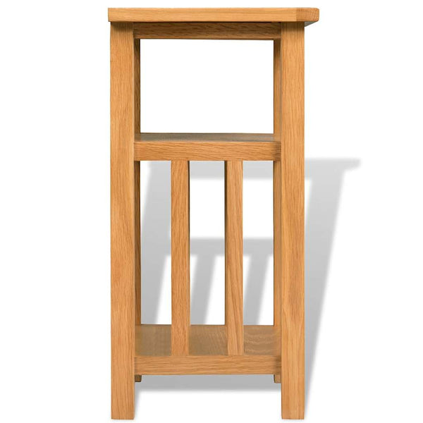 vidaXL Side Table with Magazine Rack 27x35x55 cm Solid Oak Wood
