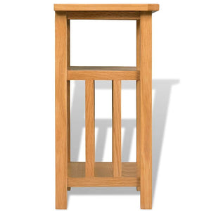 vidaXL Side Table with Magazine Rack 27x35x55 cm Solid Oak Wood