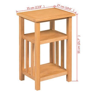 vidaXL Side Table with Magazine Rack 27x35x55 cm Solid Oak Wood
