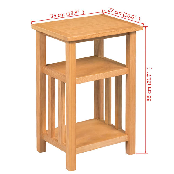 vidaXL Side Table with Magazine Rack 27x35x55 cm Solid Oak Wood
