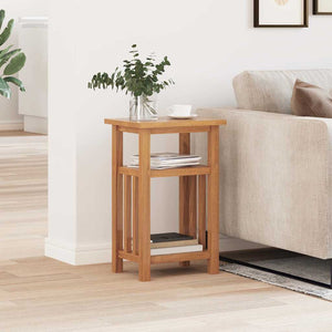 vidaXL Side Table with Magazine Rack 27x35x55 cm Solid Oak Wood