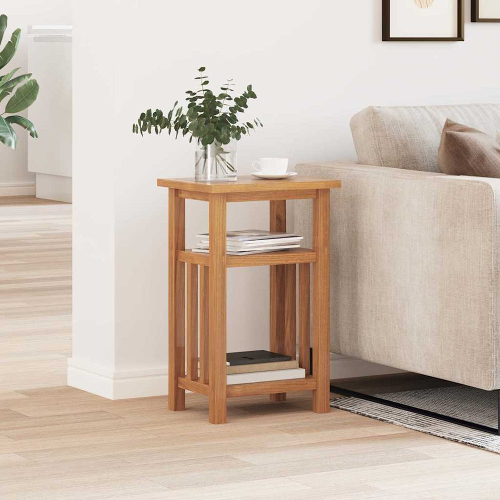 vidaXL Side Table with Magazine Rack 27x35x55 cm Solid Oak Wood