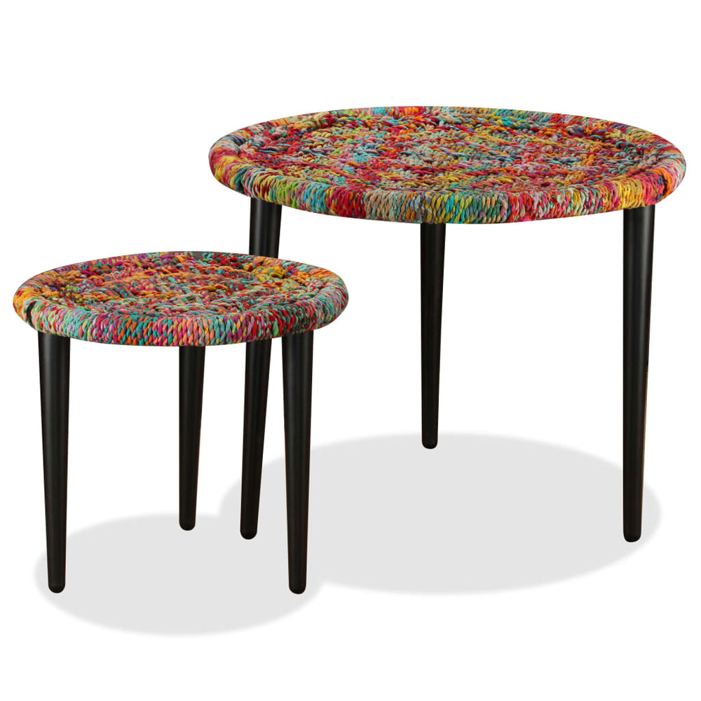 vidaXL 2-Piece Coffee Table Set Chindi Details Multicolour