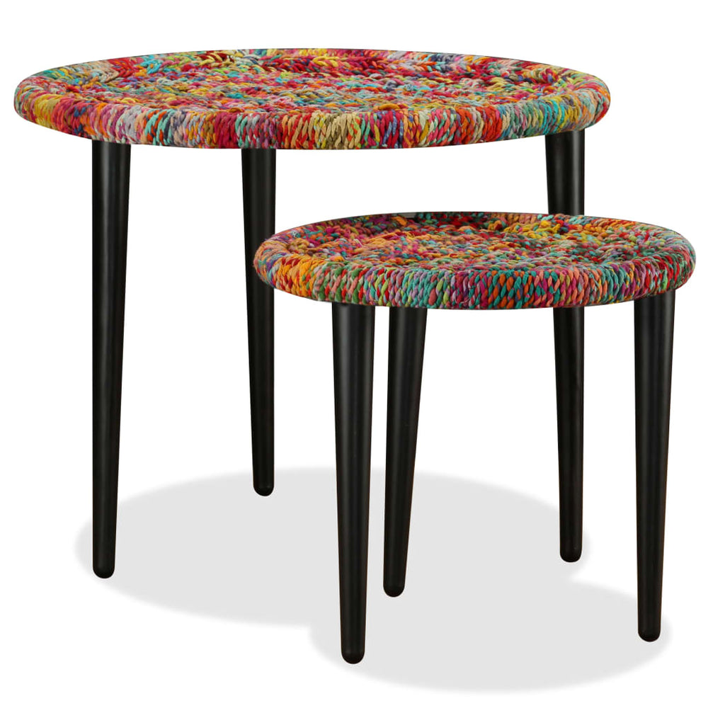 vidaXL 2-Piece Coffee Table Set Chindi Details Multicolour