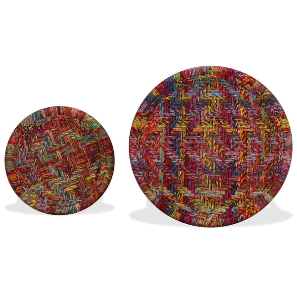vidaXL 2-Piece Coffee Table Set Chindi Details Multicolour