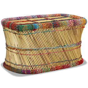 vidaXL Coffee Table Bamboo with Chindi Details Multicolored