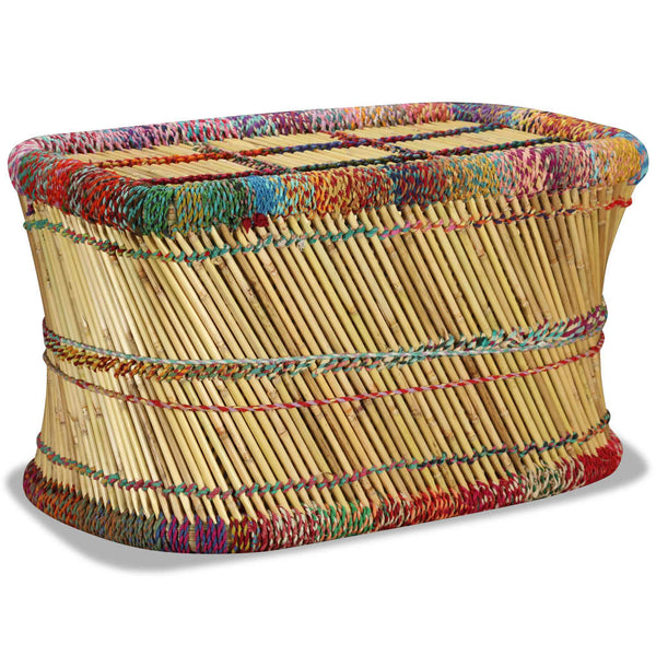 vidaXL Coffee Table Bamboo with Chindi Details Multicolored