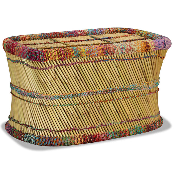 vidaXL Coffee Table Bamboo with Chindi Details Multicolored