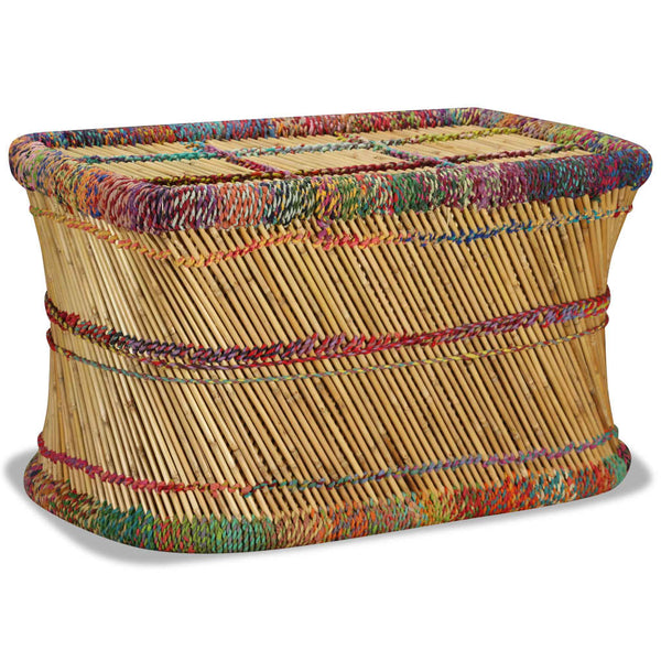 vidaXL Coffee Table Bamboo with Chindi Details Multicolored