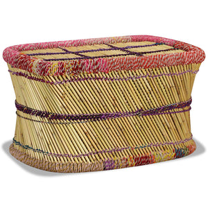 vidaXL Coffee Table Bamboo with Chindi Details Multicolored