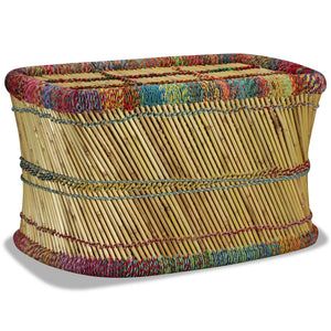 vidaXL Coffee Table Bamboo with Chindi Details Multicolored