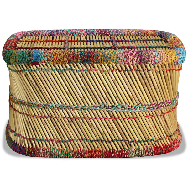 vidaXL Coffee Table Bamboo with Chindi Details Multicolored
