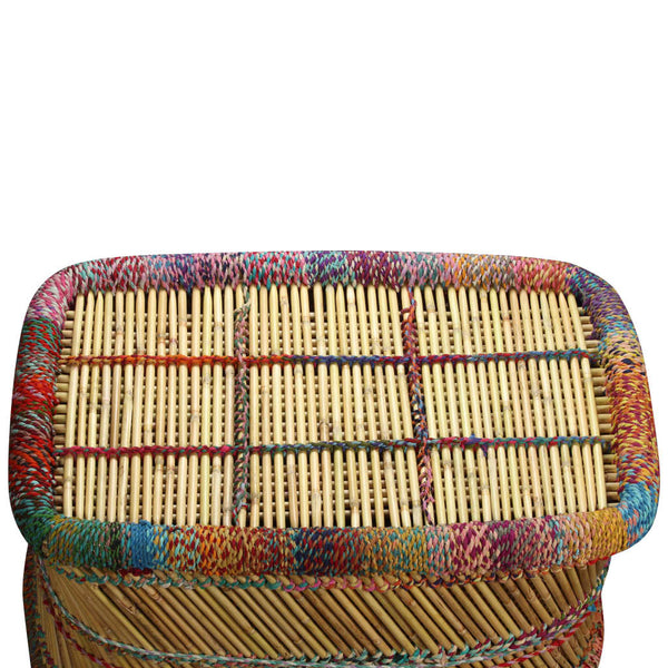 vidaXL Coffee Table Bamboo with Chindi Details Multicolored