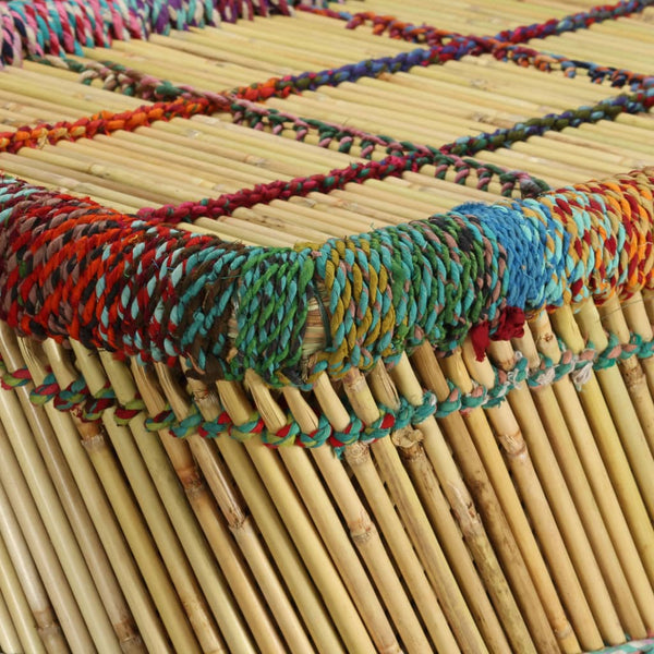 vidaXL Coffee Table Bamboo with Chindi Details Multicolored