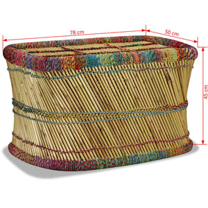 vidaXL Coffee Table Bamboo with Chindi Details Multicolored