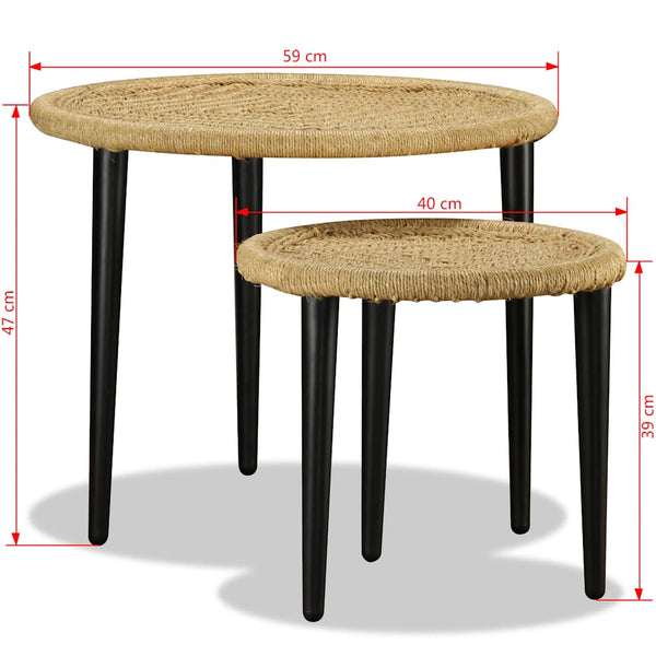 vidaXL Coffee Table Set 2-piece Natural Jute