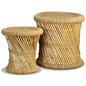 vidaXL Stool 2 pcs. Bamboo and Jute