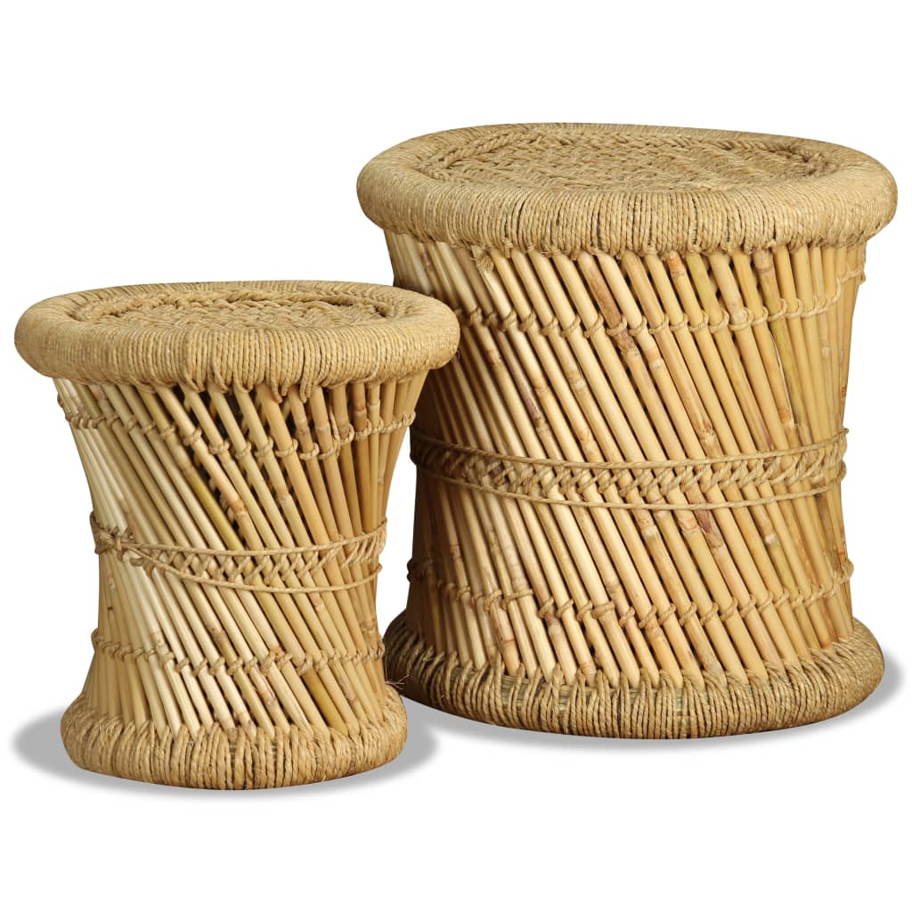 vidaXL Stool 2 pcs. Bamboo and Jute