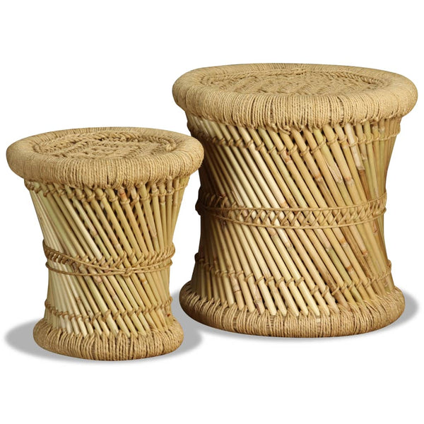 vidaXL Stool 2 pcs. Bamboo and Jute
