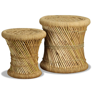 vidaXL Stool 2 pcs. Bamboo and Jute